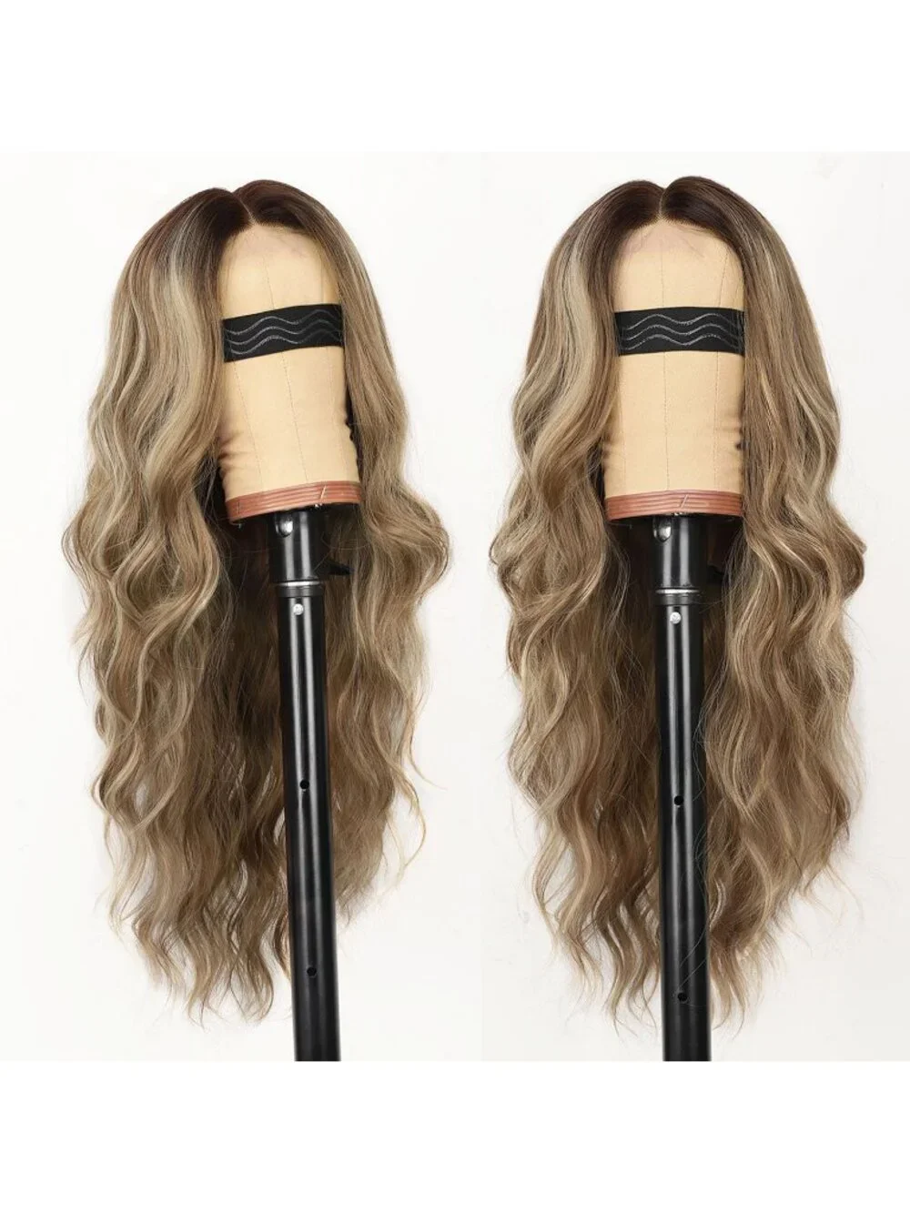 Women's Omber Blonde 1 Lace Hairline 26 Inch Synthetic Heat Resistant Wavy Wigs
